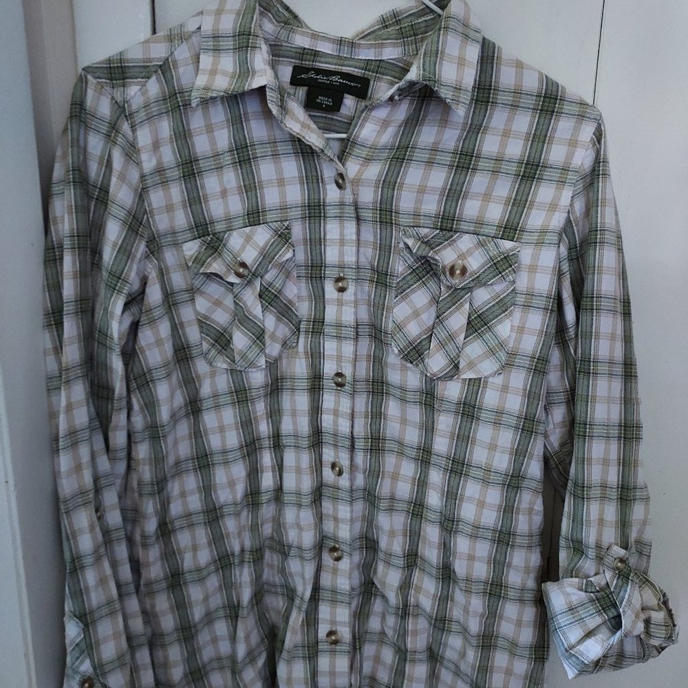 Eddie Bauer Green Plain Flannel